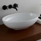 Oval Countertop Washbasin in Glossy Ceramic Made in Italy - Ferry Viadurini