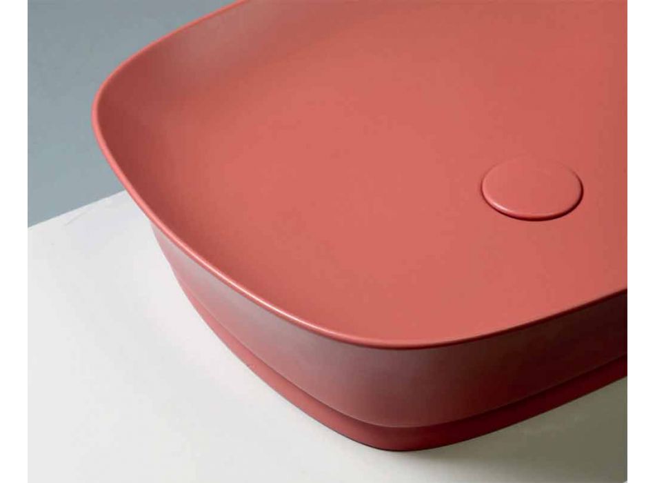 Rectangular Ceramic Countertop Washbasin Made in Italy - Zarro Viadurini