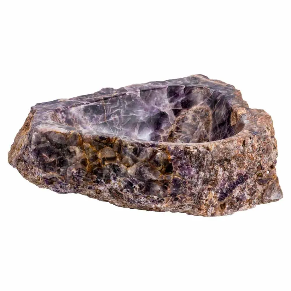 Countertop washbasin produced by hand in amethyst stone, Vidor Viadurini