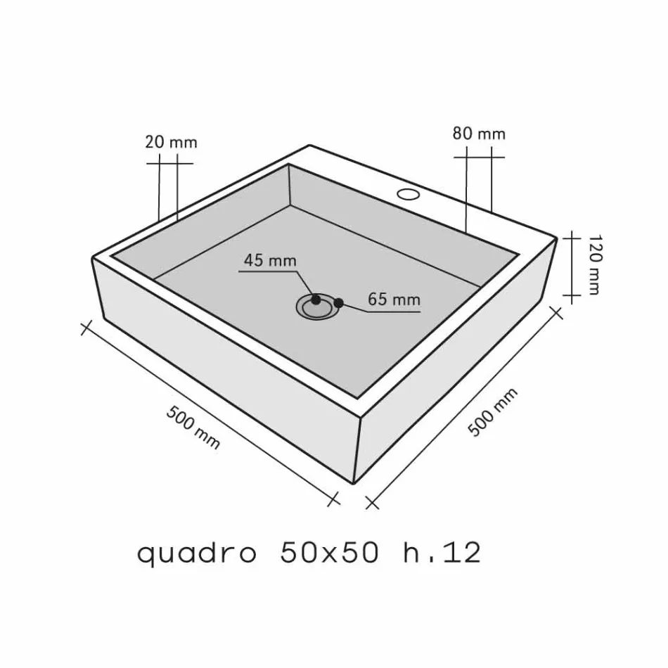 Countertop Support Square in Basalt Black Ban Viadurini