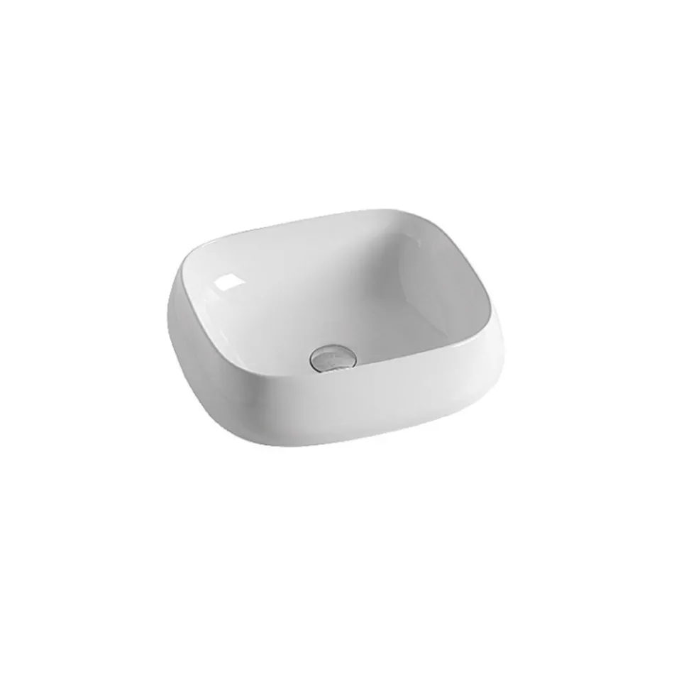 Modern Design White Ceramic Square Countertop Washbasin - Papavero Viadurini