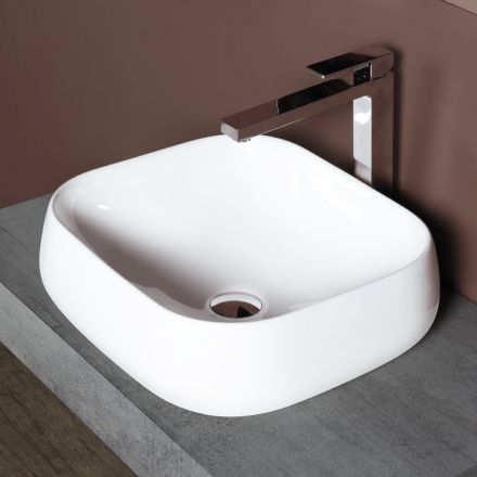 Modern Design White Ceramic Square Countertop Washbasin - Papavero Viadurini