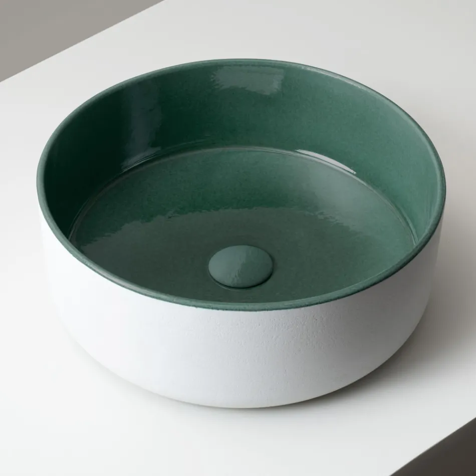 Countertop Washbasin Made of Natural Earth in Various Finishes - Balance Viadurini