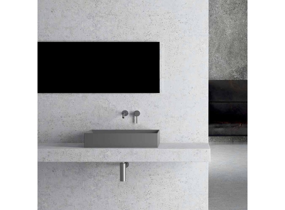 Rectangular Countertop Washbasin in White or Colored Ceramic - Malvina Viadurini