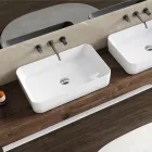 Aster Rectangular Ceramic Countertop Washbasin with a Modern Design Viadurini