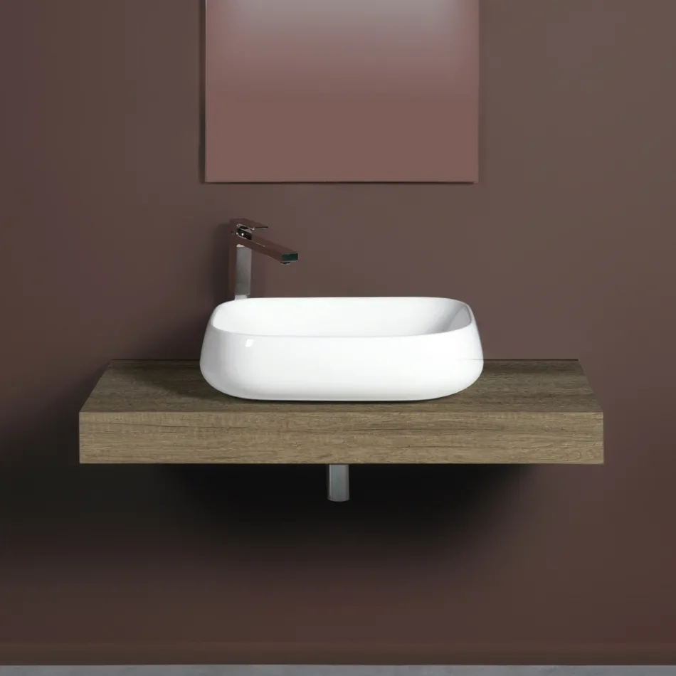 Rectangular Ceramic Countertop Washbasin with a Modern Design - Papavero Viadurini
