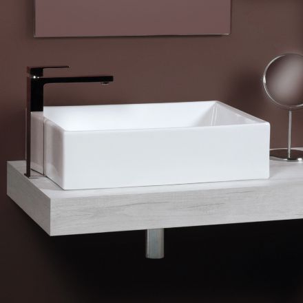 Rectangular Ceramic Countertop Washbasin with a Modern Design - Papavero Viadurini