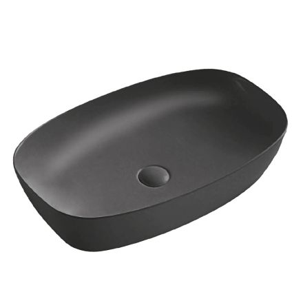 Aster Rectangular Countertop Washbasin in Matte Black and White Ceramic Viadurini