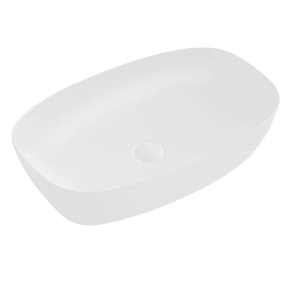 Aster Rectangular Countertop Washbasin in Matte Black and White Ceramic Viadurini