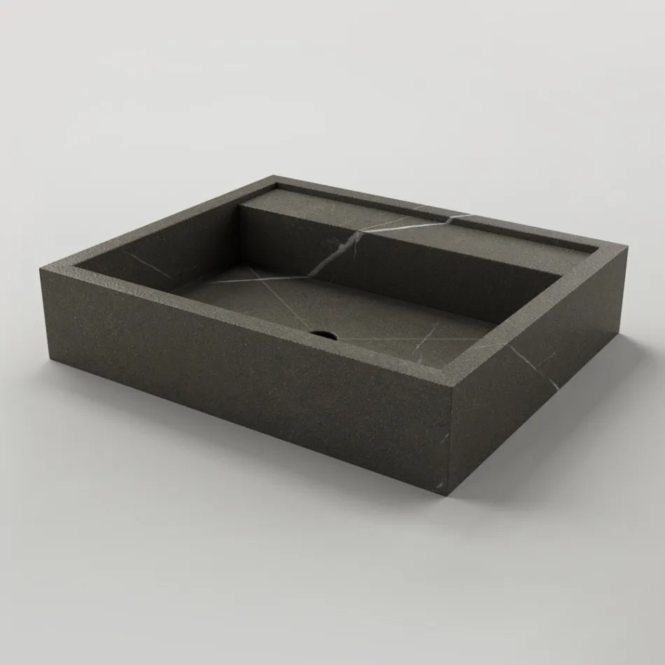 Rectangular Countertop Washbasin in Porcelain Stoneware Made in Italy - Cervia Viadurini