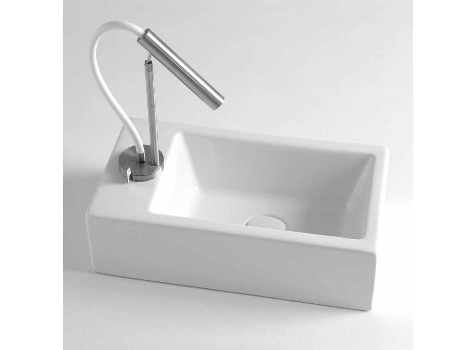 Rectangular Countertop Washbasin L 44 cm in Ceramic Made in Italy - Federica Viadurini