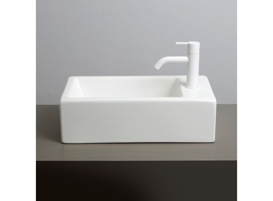 Rectangular Countertop Washbasin L 44 cm in Ceramic Made in Italy - Federica Viadurini