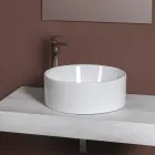 Round Countertop Washbasin in White Ceramic and Modern Design - Papavero Viadurini