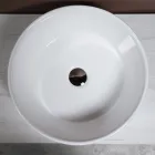 Round Countertop Washbasin in White Ceramic and Modern Design - Papavero Viadurini