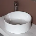 Round Countertop Washbasin in White Ceramic and Modern Design - Papavero Viadurini