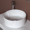 Round Countertop Washbasin in White Ceramic and Modern Design - Papavero
