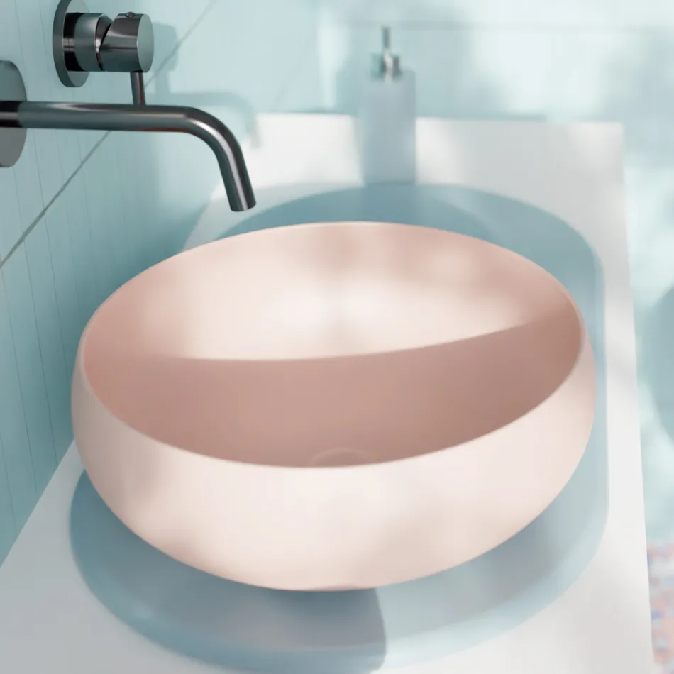 Round Countertop Washbasin in Colored Ceramic Made in Italy - Bowl Viadurini