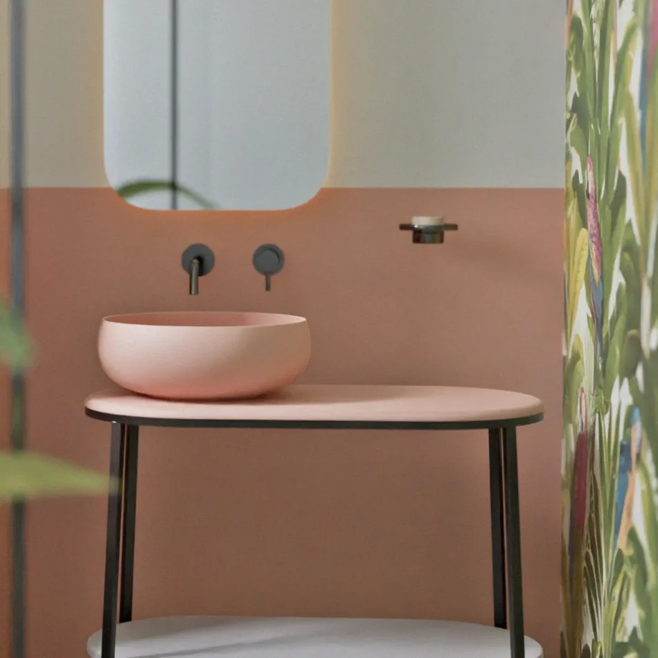 Round Countertop Washbasin in Colored Ceramic Made in Italy - Bowl Viadurini