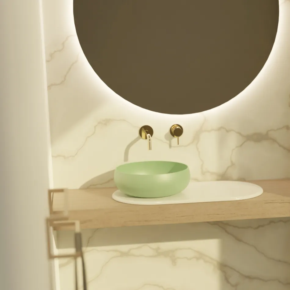 Round Countertop Washbasin in Colored Ceramic Made in Italy - Bowl Viadurini