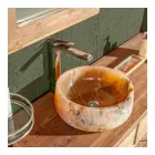 Round Countertop Washbasin in Pure Onyx Unique Design - Ramiro Viadurini