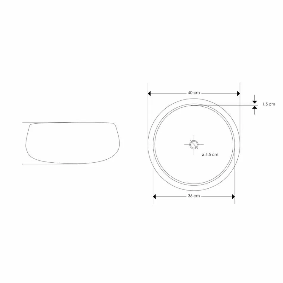 Round Countertop Washbasin in Pure Onyx Unique Design - Ramiro Viadurini