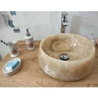 Round Countertop Washbasin in Pure Onyx Unique Design - Ramiro Viadurini