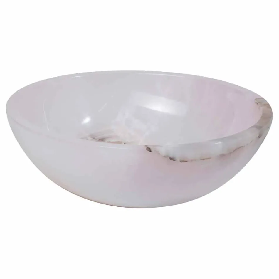 Round countertop washbasin in pink onyx Atreo, unique piece Viadurini