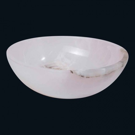 Round countertop washbasin in pink onyx Atreo, unique piece Viadurini