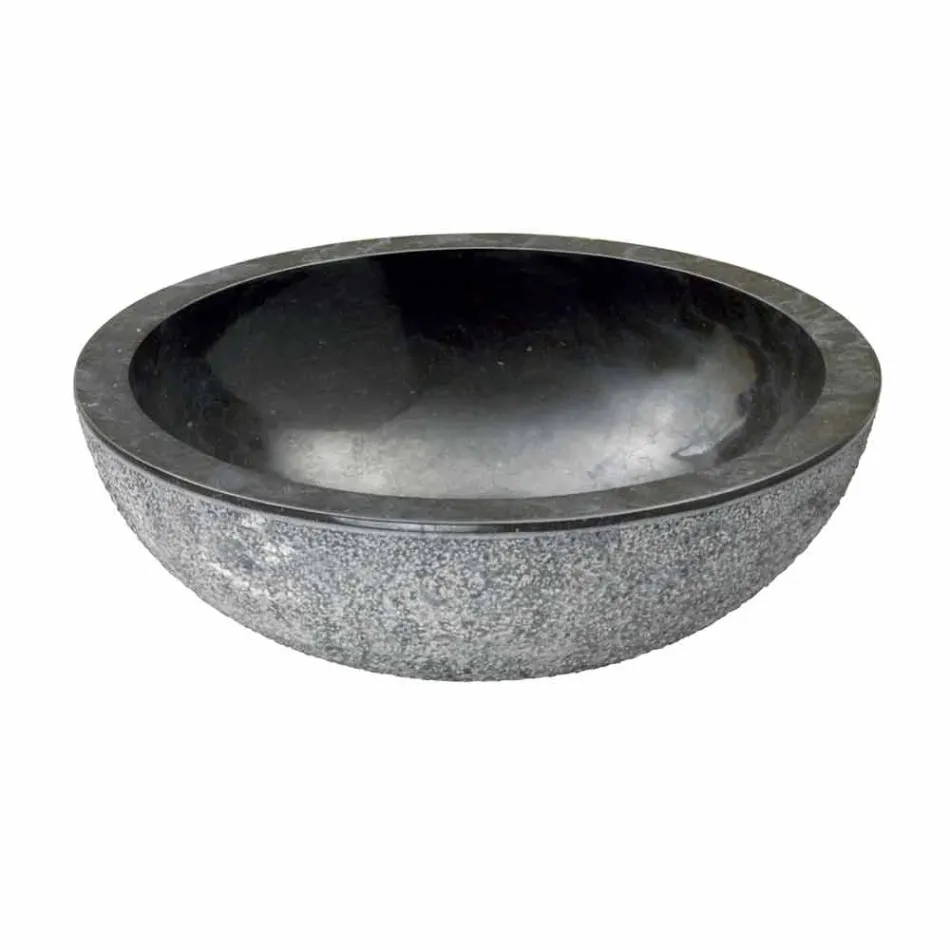 Countertop Support Round Black Stone Natural Raw Outside Pai Viadurini