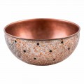 Round handmade countertop washbasin in copper, Murello, unique piece