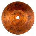 Round handmade countertop washbasin in copper, Palosco, unique piece