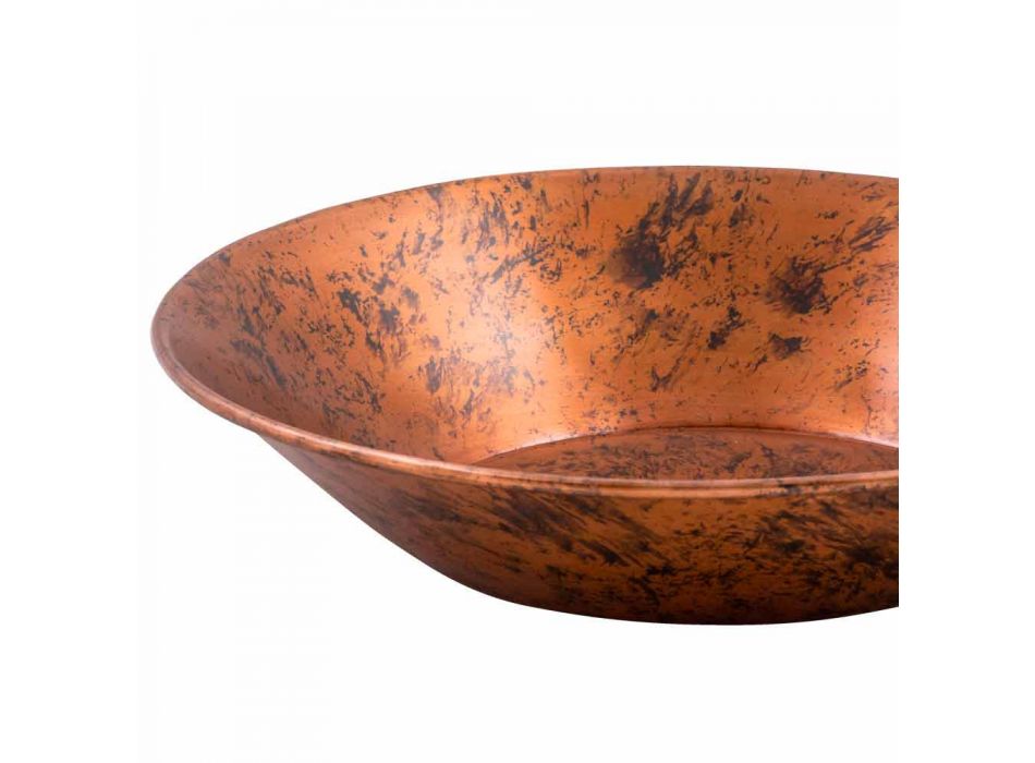 Round countertop washbasin in copper produced by hand, Palosco Viadurini