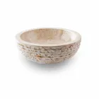 Round Countertop Washbasin Handmade in White Marble - Linen Viadurini