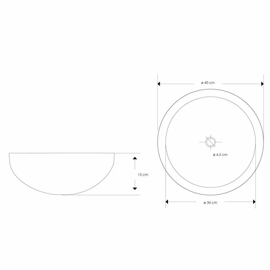 Round Countertop Washbasin Handmade in White Marble - Linen Viadurini