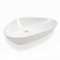 Shaped Countertop Washbasin in White Ceramic Made in Italy - Hamburg