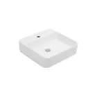 Aster Square Countertop Washbasin in White Ceramic with Tap Hole Viadurini