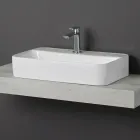Aster Square Countertop Washbasin in White Ceramic with Tap Hole Viadurini