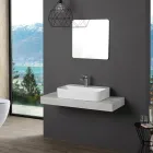 Aster Square Countertop Washbasin in White Ceramic with Tap Hole Viadurini