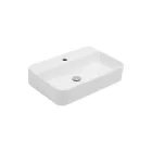 Aster Square Countertop Washbasin in White Ceramic with Tap Hole Viadurini