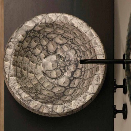 Caiman ceramic round countertop washbasin made in Italy Elisa design Viadurini
