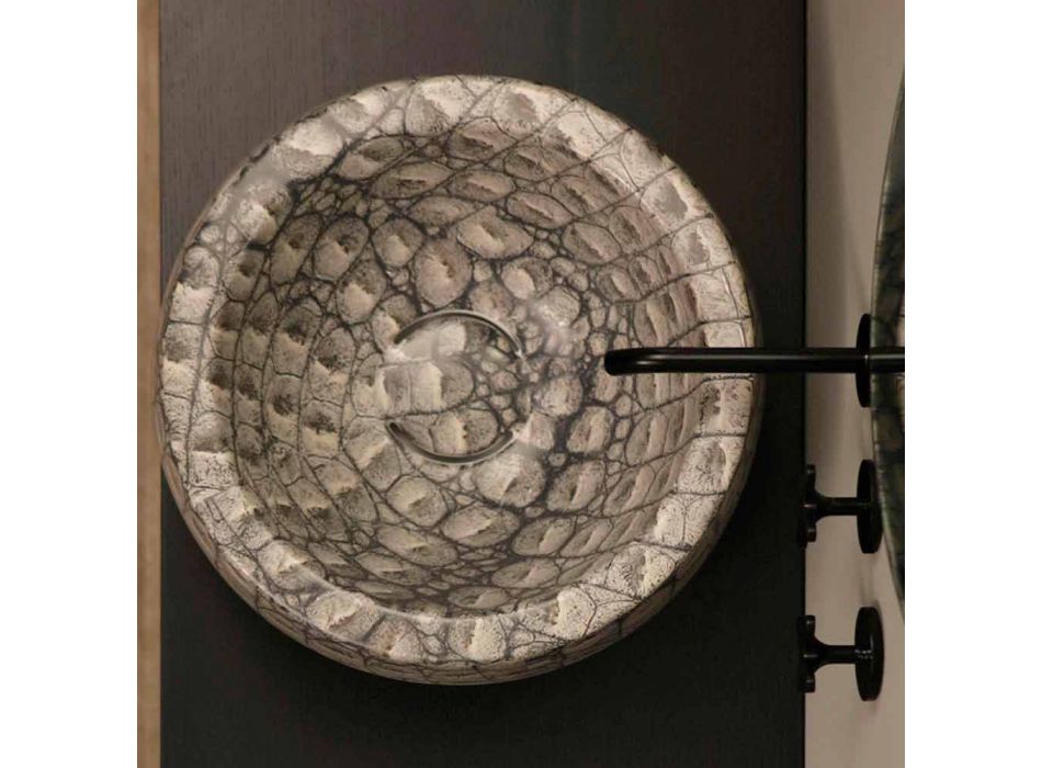 Caiman ceramic round countertop washbasin made in Italy Elisa design Viadurini