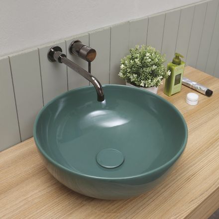 Round Countertop Washbasin in Glossy Ceramic Made in Italy - Chicco Viadurini