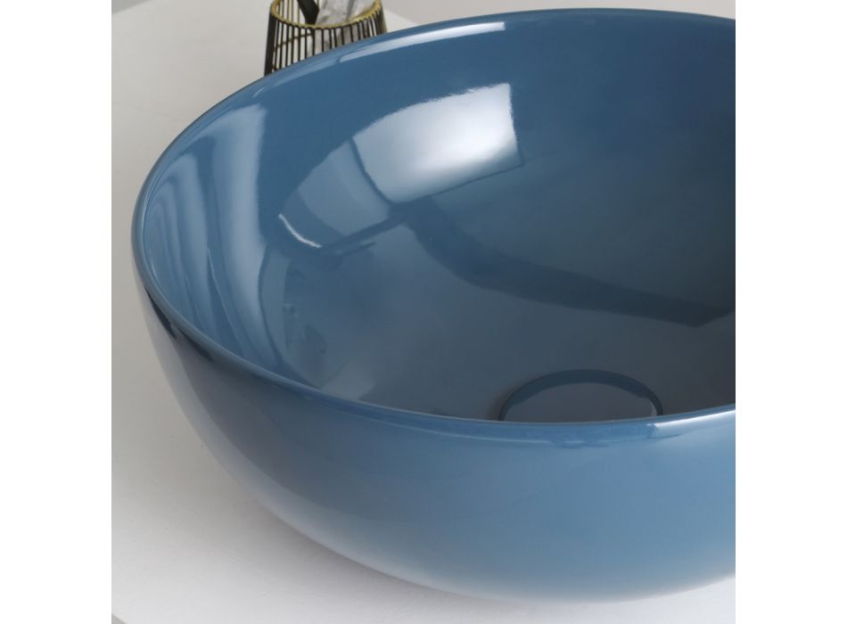 Round Countertop Washbasin in Glossy Ceramic Made in Italy - Chicco Viadurini