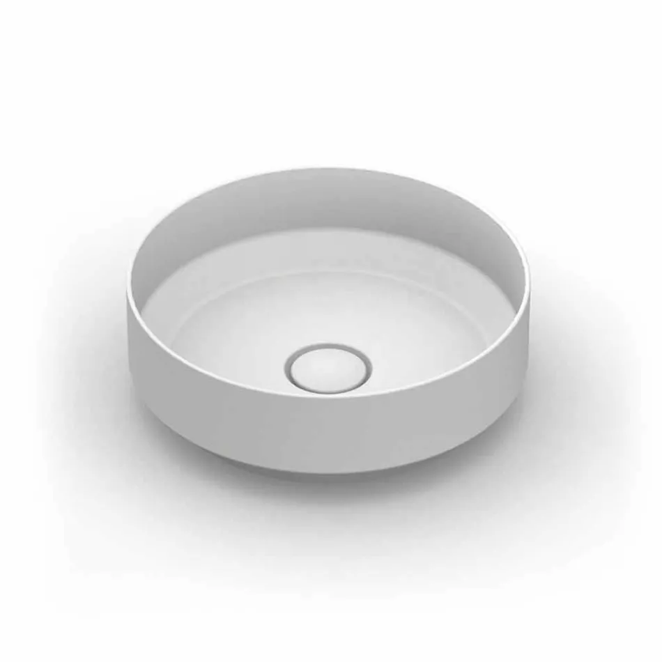 Round modern ceramic countertop washbasin made in Italy, Yoel Viadurini