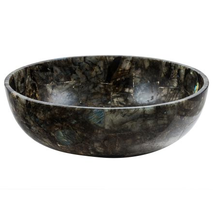 Round countertop washbasin handmade of labradorite stone, Peggy Viadurini