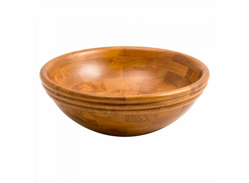 Round countertop washbasin in Kobe teak wood, unique piece Viadurini