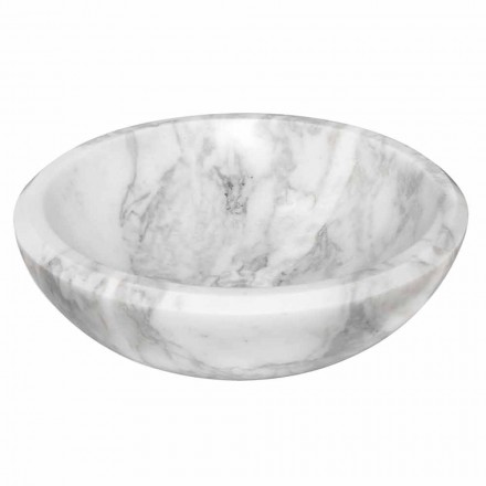 Round Countertop Washbasin in White Carrara Marble Made in Italy - Canova Viadurini