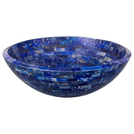 Round countertop washbasin in Pongo lapis lazuli stone, unique piece Viadurini