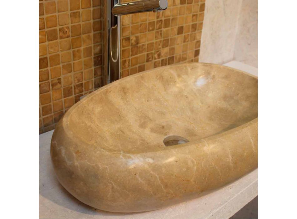 Washbasin Support in Natural Stone Round Cream Waka Viadurini