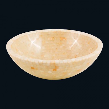 Round countertop washbasin in Kilian honey onyx stone Viadurini